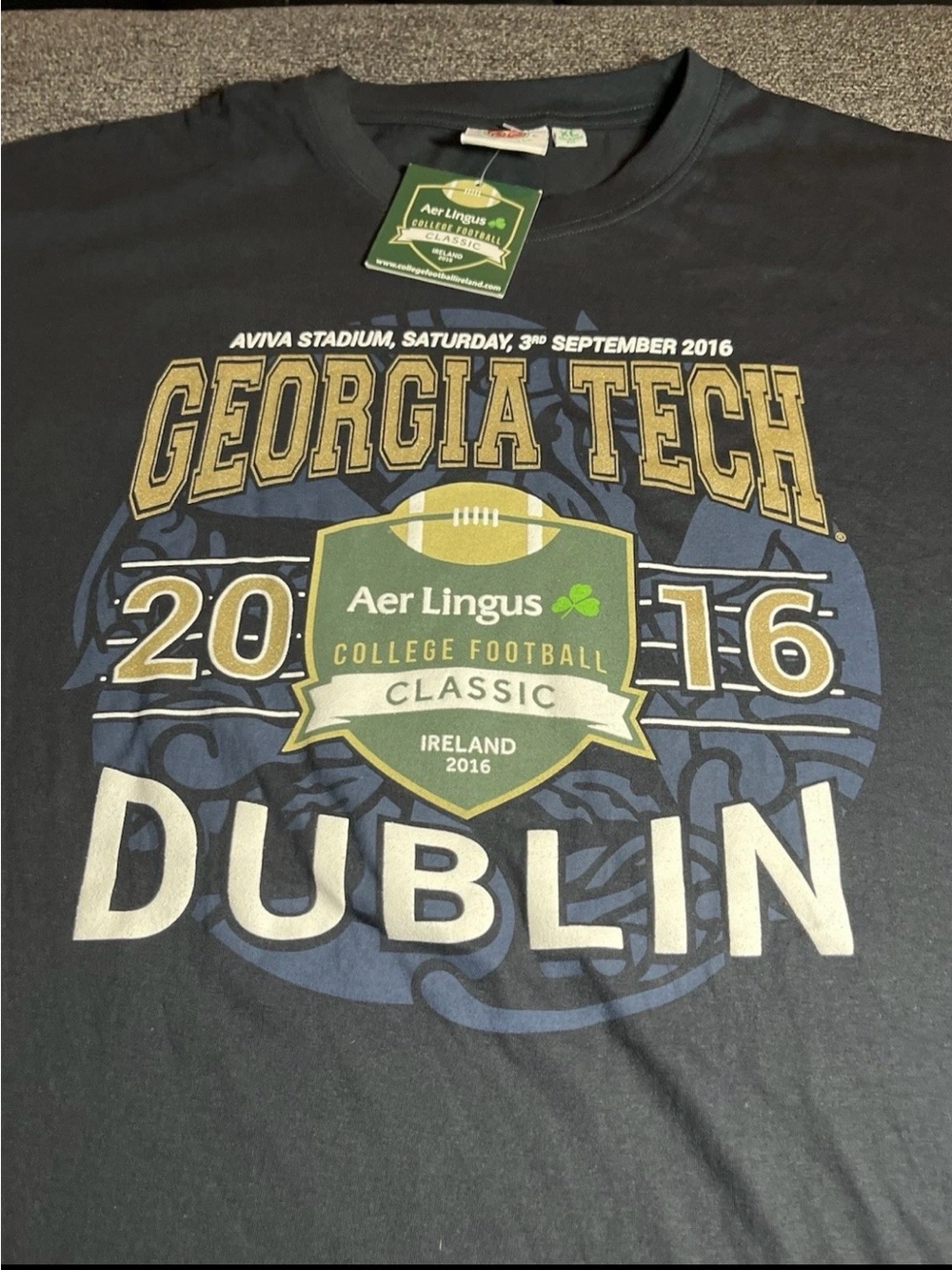 NWT 2016 Georgia Tech College Football Classic Dublin Ireland Men’s XL Navy Blue